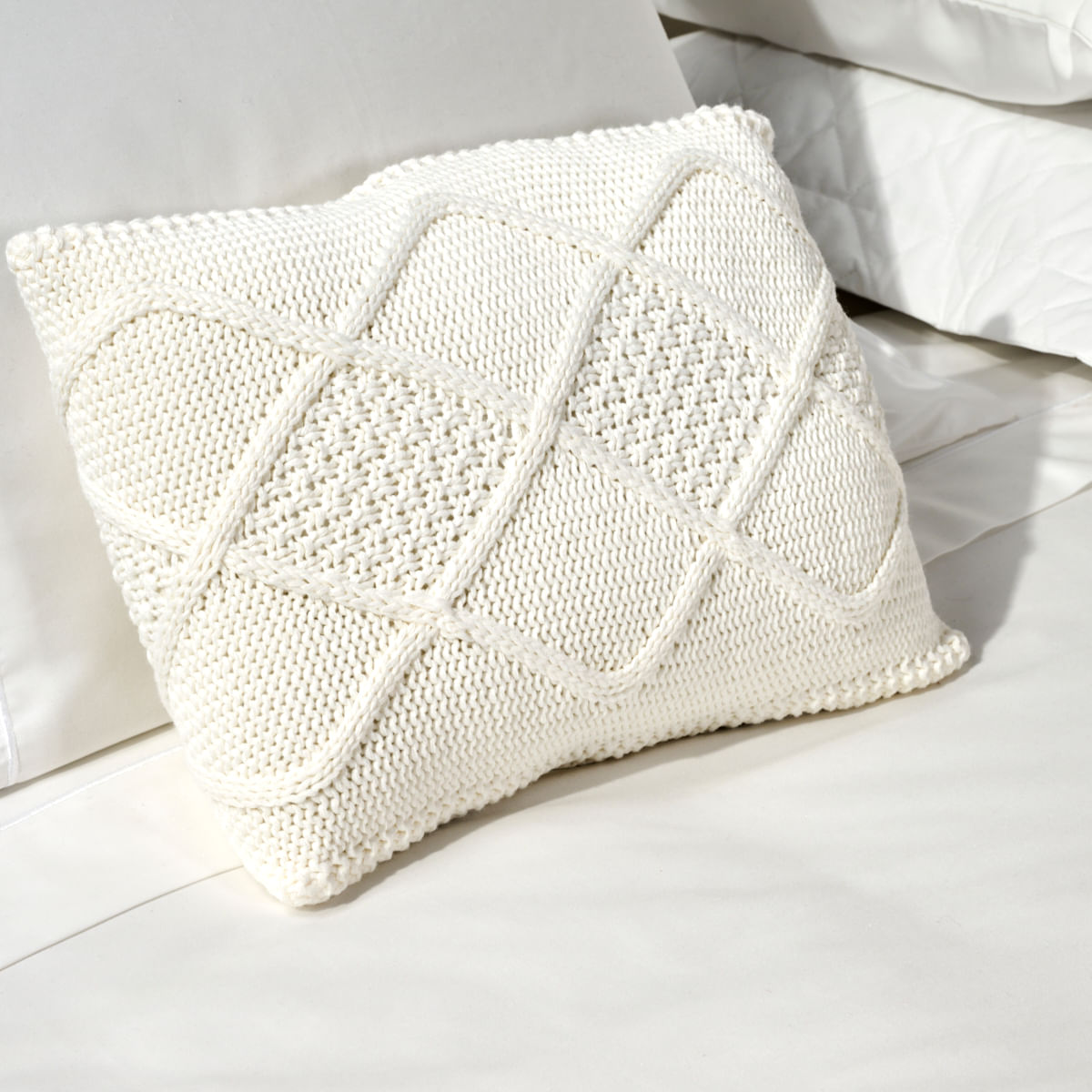 01 01 0081 Capa Almofada 30x40 Tricot Diamond Branco 001